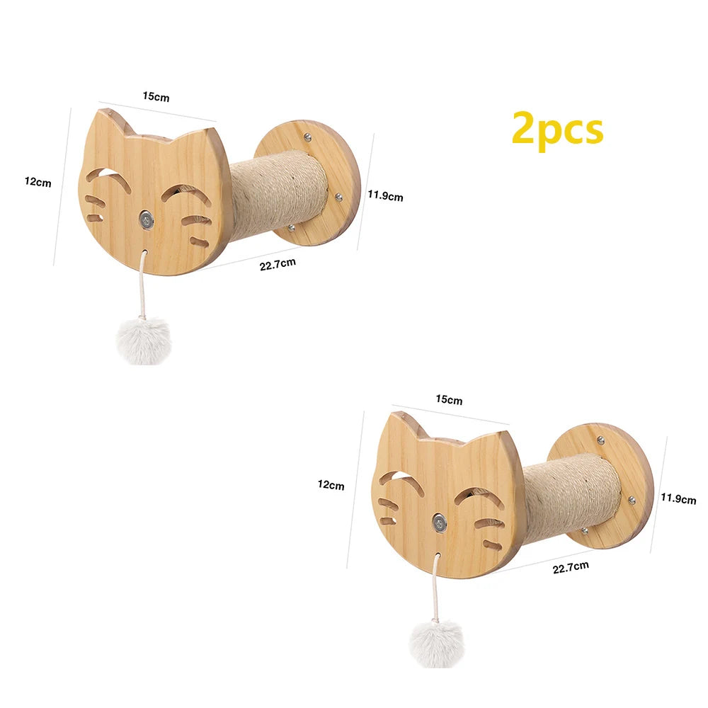 Cat Tree Wall Mounted Climbing Shelves Wooden Hammock with Ladder and Cats Perch Sleeping Pet Indoor Playground Pet Furniture