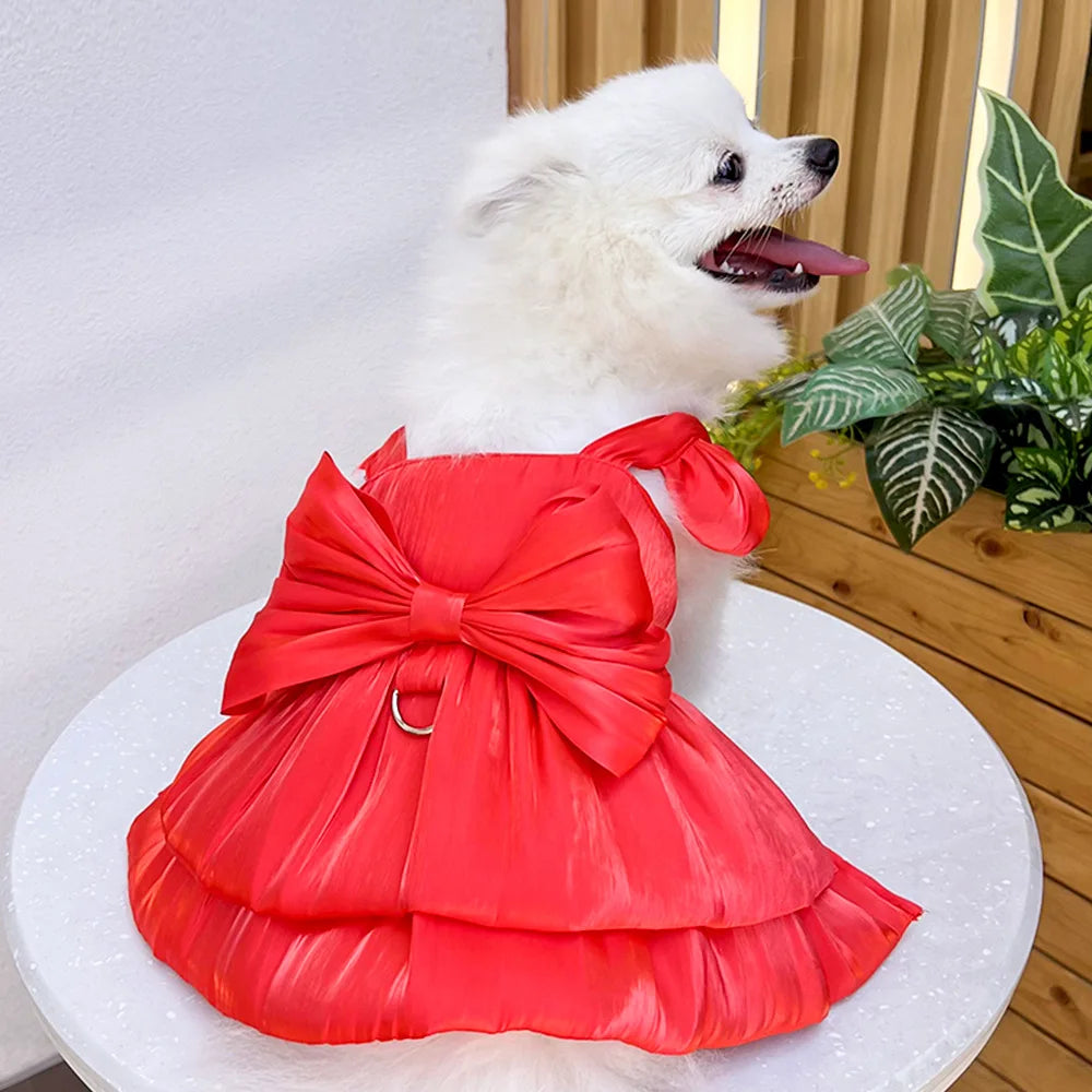 Summer Pet Dog Skirt Puppy Striped Butterfly Skirt Princess Baby Dog Wedding Midi Dress Cat Skirt Shih Tzu Dog Clothes for Party