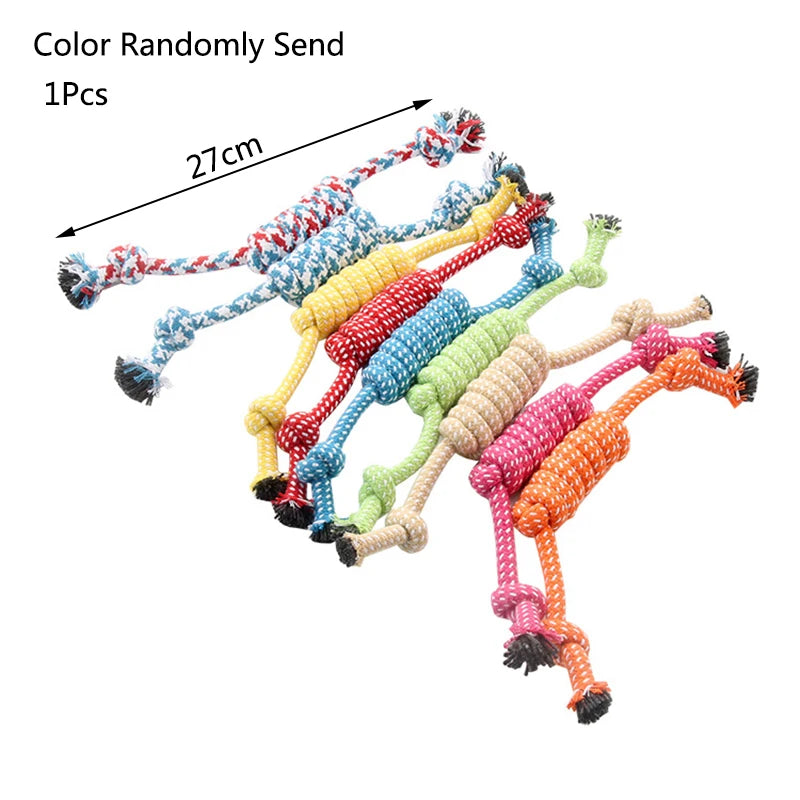 1Pcs Cotton Chew Pets dogs Toys Puppy Durable Braided Bone Knot Rope 27CM Tooth Cleaning Tool Pet Products Dropshipping Center