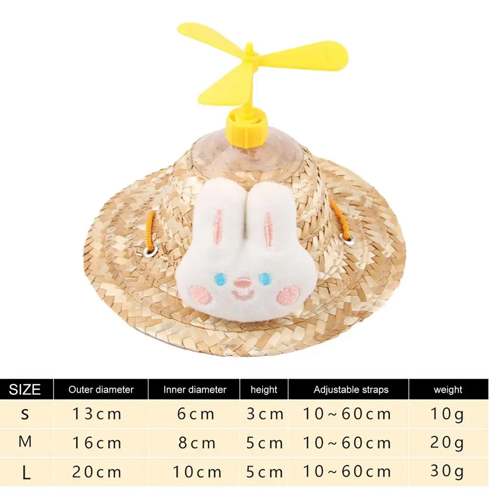 Hats for Cats Cute Woven Caps with Propeller for Dogs Puppy Sun Bucket Caps Small Dog Sombrero Hat Mexican Party Photo Prop