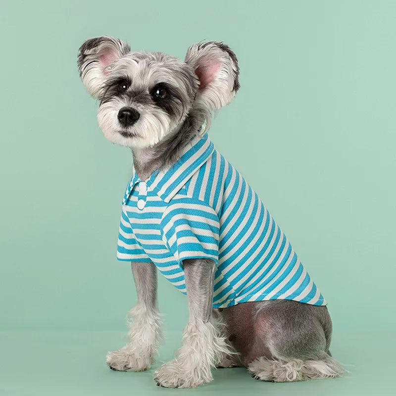 Striped Pet Polo Shirt Summer Dog Clothes for Small Dogs Cotton Puppy Vest Chihuahua Bichon Costume Cat T Shirt Dog Undershirt