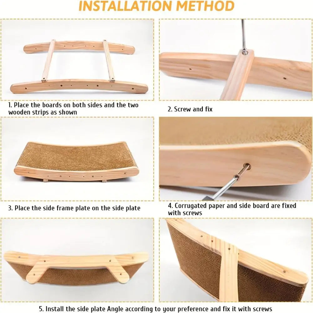 Cat Toys Wooden Cat Scraper Scratching Bed Detachable Grinding Claw 3 In 1 Cat Scratch Board Training Grinding Claw for Cats