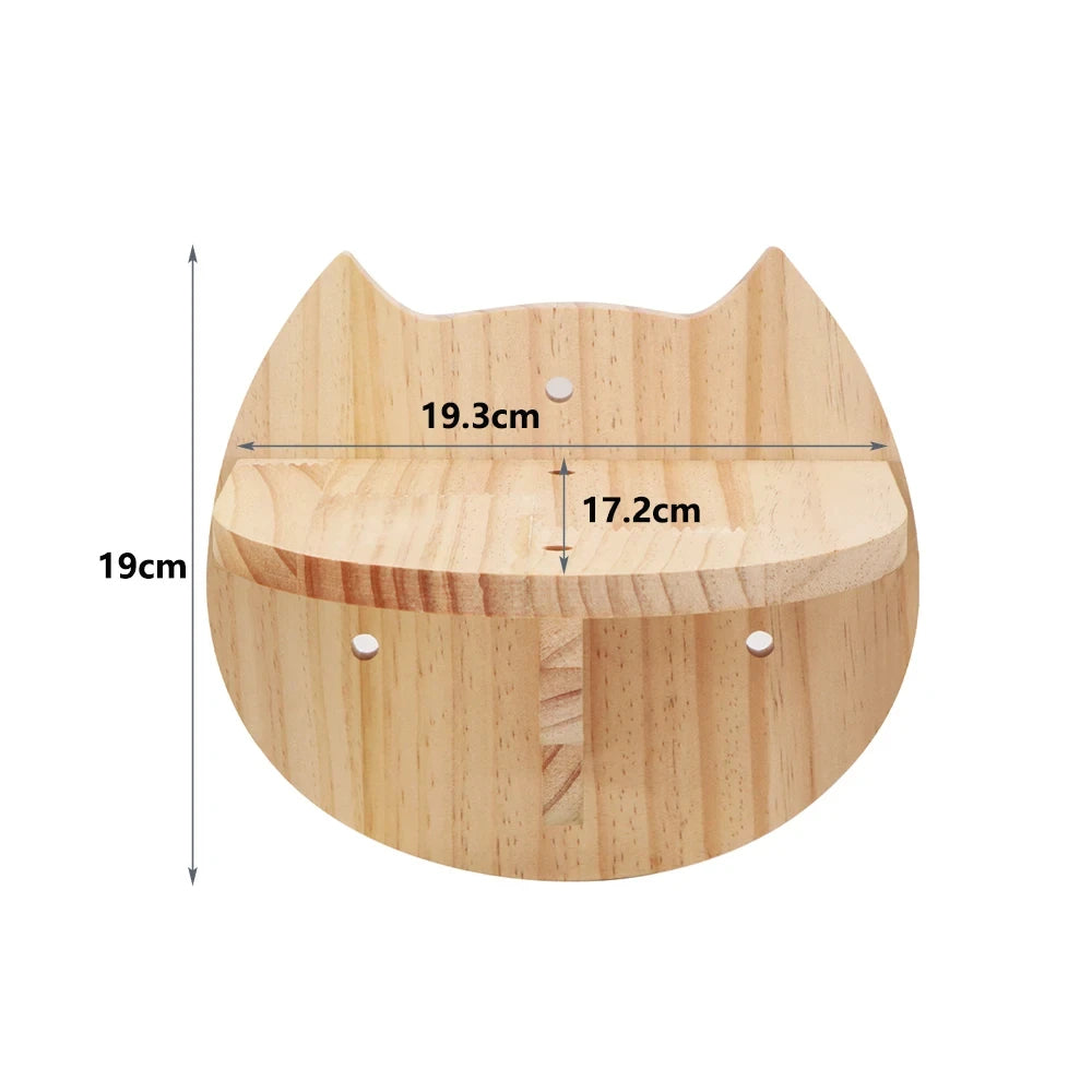 Cat Climbing Shelf Wall Mounted Cat Tree Four Step Stair Indoor Wood Scratching Post for Cat Wall Climbing Furniture Cat Hammock