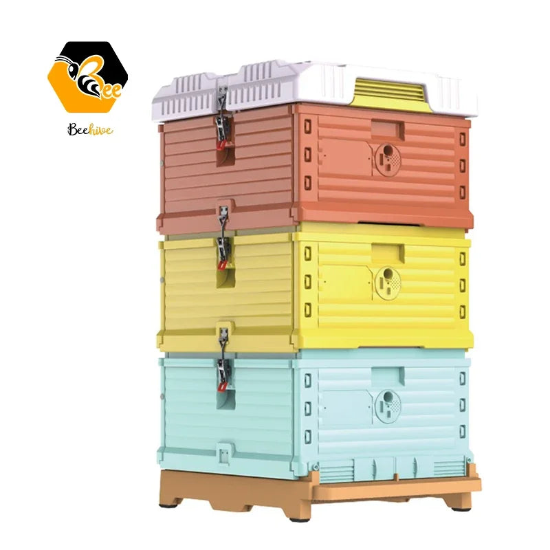 3 Layer Insulation Plastic Polystyrene Beehive 10 Frames Thermo Beehive Langstroth Beehive Top Bee Feeder Bee Farm Beekeeping