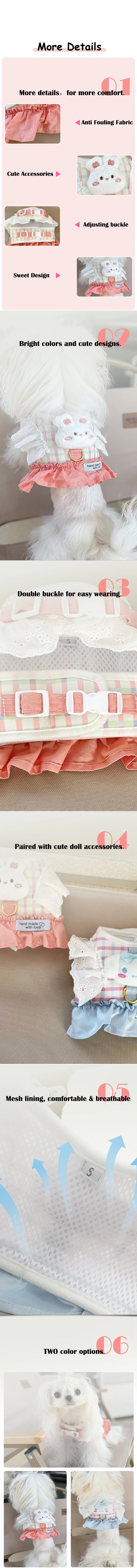Cute Animal Lace Pet Vest Harness Handmade Lattice Vest for Small Dogs Bichon Frise Princess Summer Clothes Leash Accessories