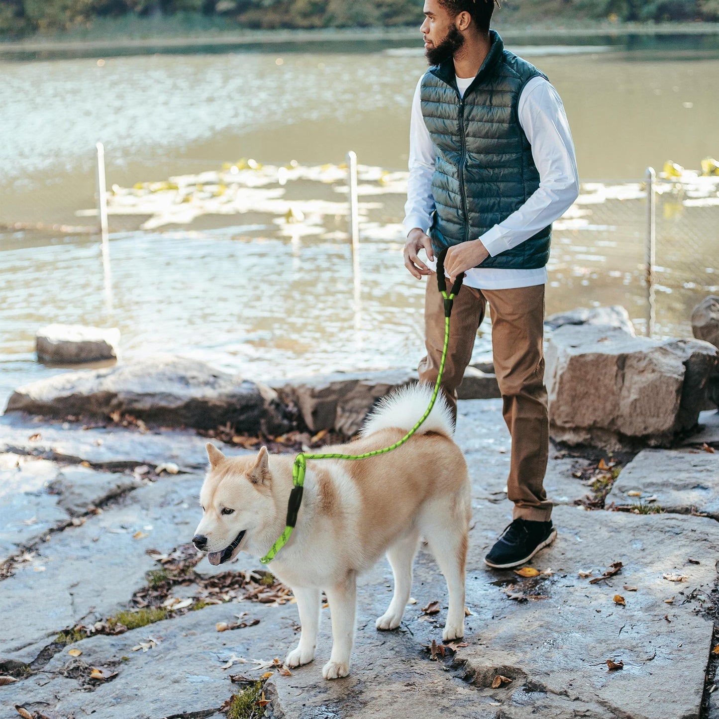 UXCELL Dog Leash Nylon Dog Leash Sponge Handle Reflective Rope for Small Medium Large Dogs Length 130cm 180cm Diameter 1.2cm