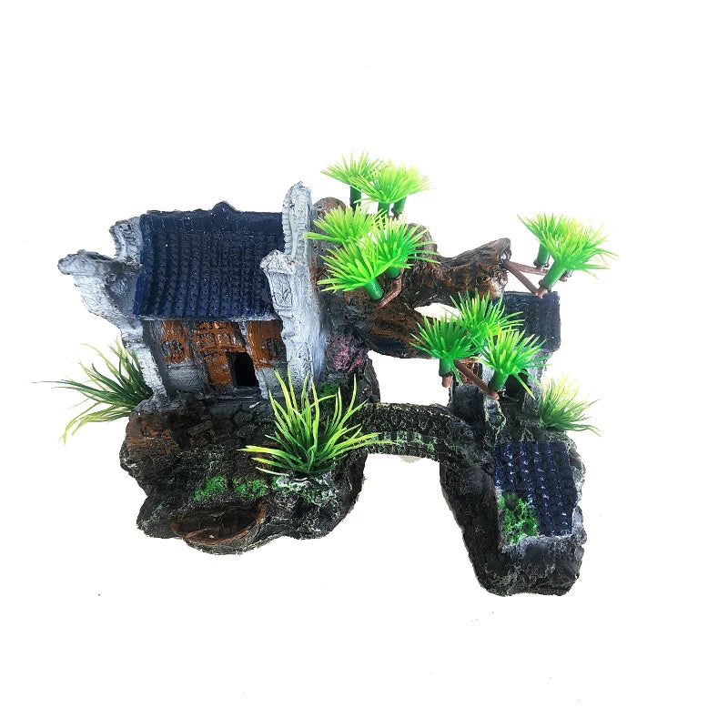Resin Aquarium Rockery Mountain Decoration Artificial View Rock Cave Stone Tree Fish Tank Ornament Pet Supplies Home Decor New