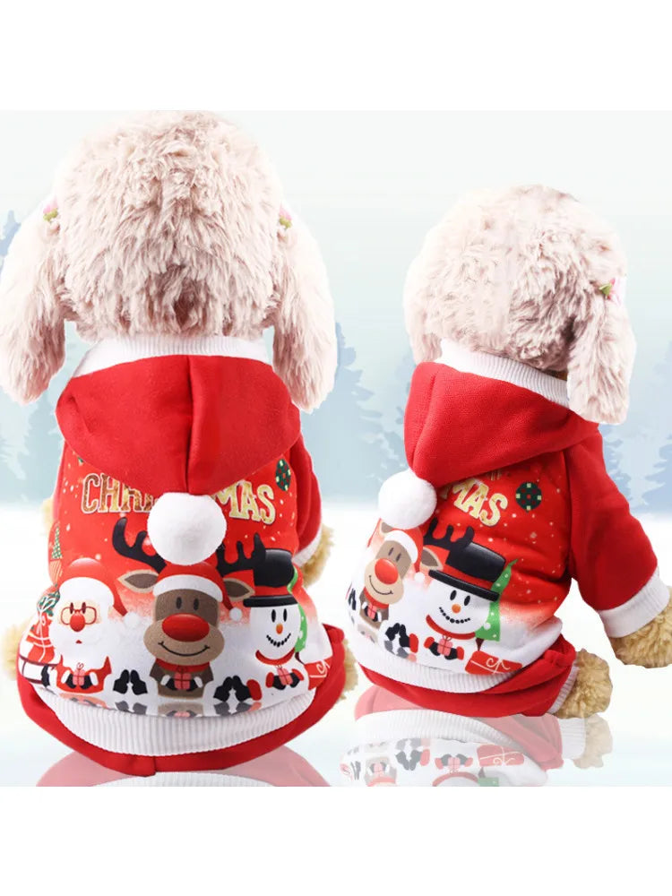 Dog Winter Warm Pet Clothes Christmas Clothes for Small Medium Dogs Elk Santa Claus Dog Coat Hoodies Christmas Dogs Costume