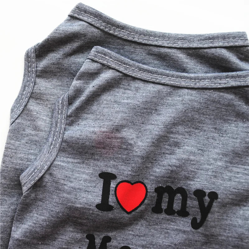 Small Dog Clothes Soft Cotton Puppy Shirt Classic Daddy Mommy Printed T-shirt Pet Vest Clothing for Cats Chihuahua Dog Apparel