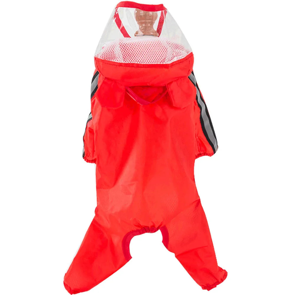 Small Dog All-Body Waterproof Raincoat Funny Animal Shaped Pet Puppy Raincoat Dog Rain Coat Hooded Clothing Outdoor Reflective