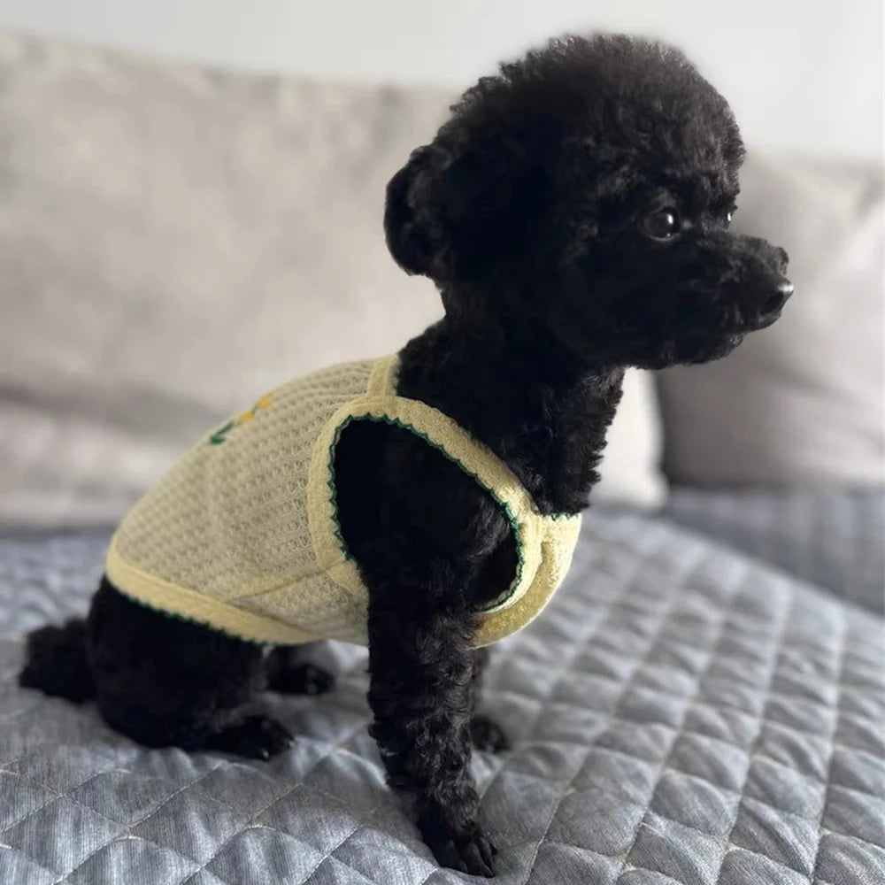 Sweet Puppy Dog Camisole Vest for Small Dogs Summer Pet Clothes Pomeranian Maltese Shirts mascotas Flower Embroidered Clothing