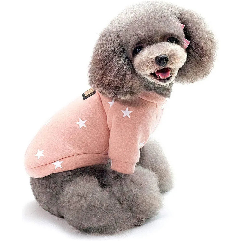 Fashion Star Pet Fleece Sweatshirt Sweater Jacket for Small Dogs Cats Crewneck Winter Coat Puppy Clothes for Poodle Shih Tzu Pug