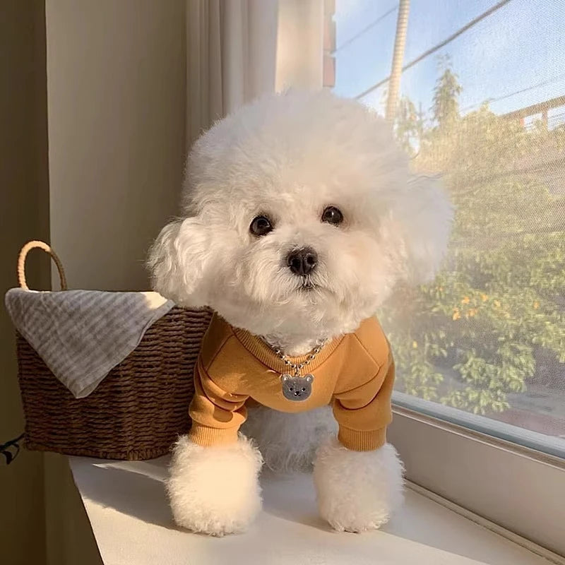 Solid Thick Fleece Winter Clothes for Small Medium Dogs Unisex Teddy Yorkshire Pet Overalls Four Legs Warm Cats Sweatshirts