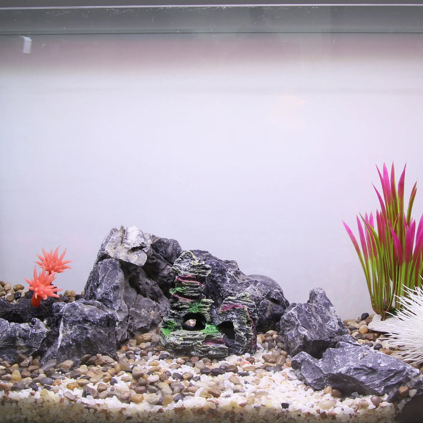 UXCELL Artificial Resin Rockery Fish Tank Landscape Aquarium Decor Mountain Hiding Cave Pet Supplies Ornament Accessories