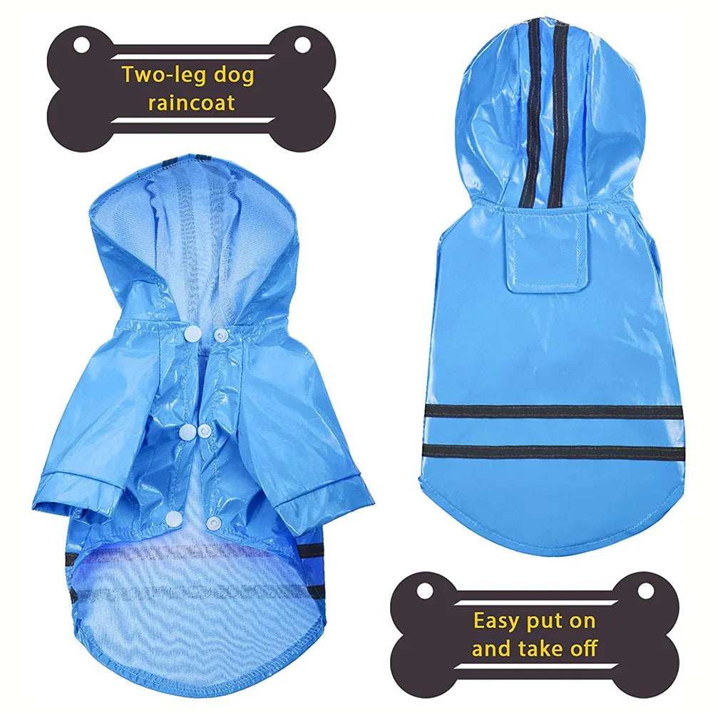 Dog Raincoat Waterproof Puppy Rain Jacket Outdoor Reflective Doggy Raincoat for Small Dogs Cats Pug Poncho Rainwear Pet Clothing