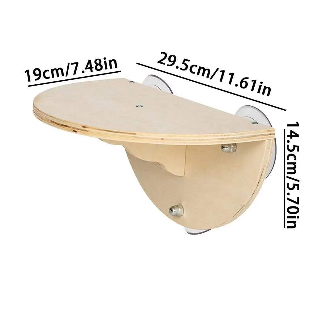 Cat Window Perch 2-In-1 Cordless Cat Hammock Kitten Window Seat With 3 Suction Cups Wooden Wall Mounted Cat Climber Pet Step