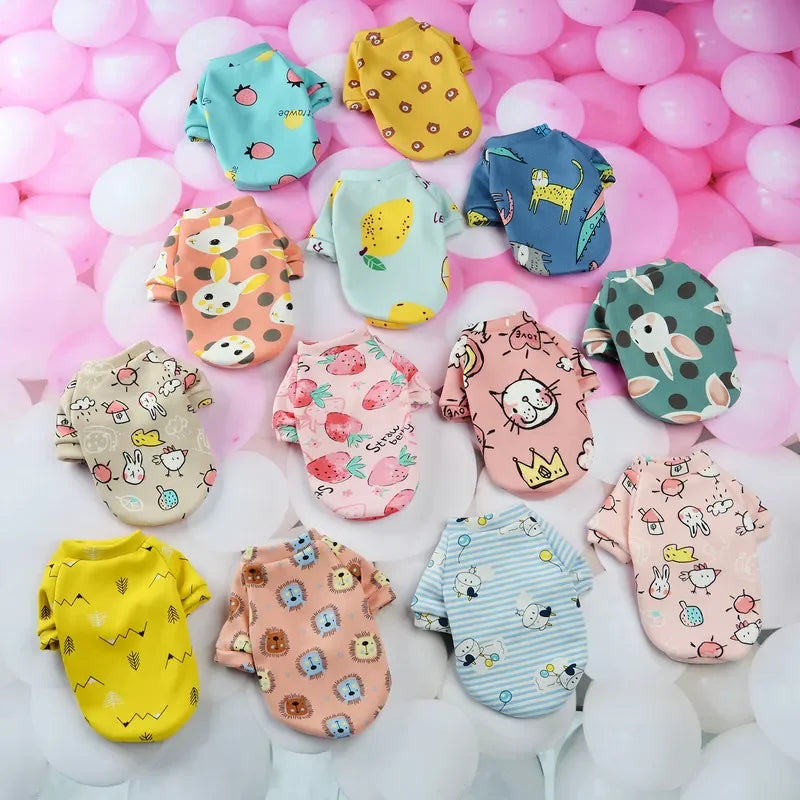 Pet Dog Costume Cute Printed Pet Coat Cotton Soft Pullover Dog Shirt Jacket Sweatshirt Hoodie Cat Clothes Suit Sweater Outfit