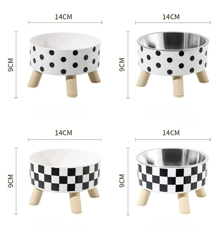 Stainless Steel Dog Bowl, Anti-knock Pet Bowl, Plastic Cat Bowl, High-footed Neck Dog Rice Bowl, Large-capacity Cat Food Bowl