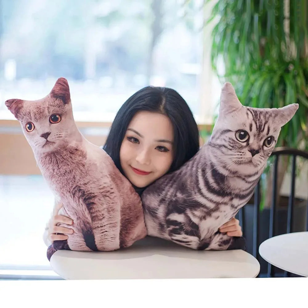 3D Cat Figures Pillows Soft Simulation Cat Shape Cushion Sofa Decoration Throw Pillows Cartoon Plush Toys Friend Kids Gifts