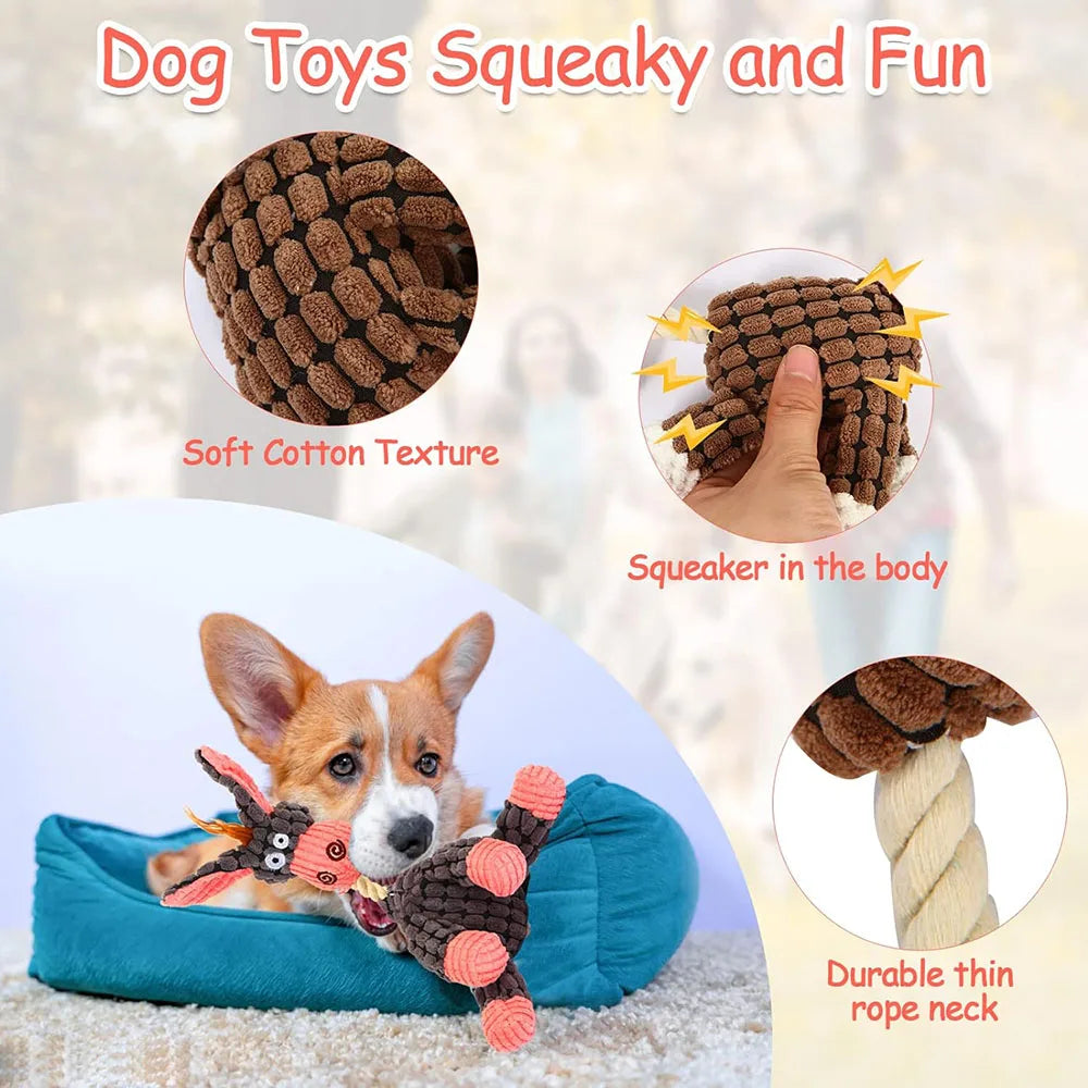 Pet Toys Plush Dog Toys Squeaky Dog Toys Stuffed Toys for Small Medium Large Dogs Animals Toys Puppy Chew Toy with Clean Teeth