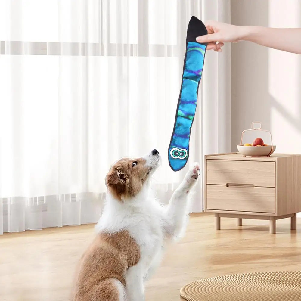 Snake Dog Toy With Squeakers Plush Puppy Toys With Squeakers At The Tail Blue Rainbow Squeaky Pet Snake Toy Long Dog Toys For