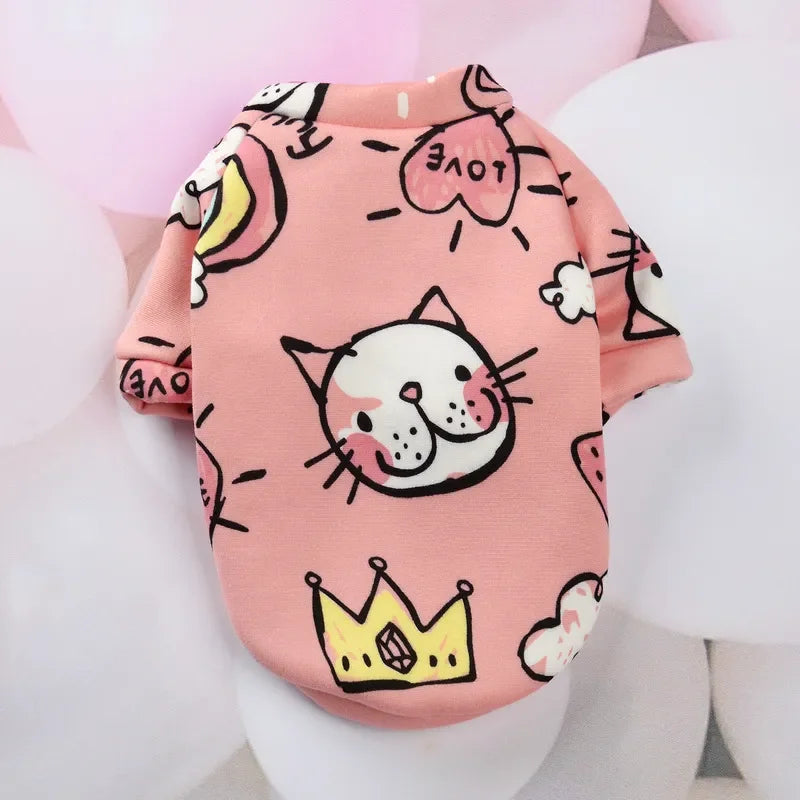 Pet Dog Costume Cute Printed Pet Coat Cotton Soft Pullover Dog Shirt Jacket Sweatshirt Hoodie Cat Clothes Suit Sweater Outfit