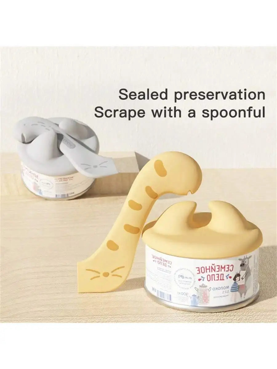 Pet Spoon Multifunctional Can Opener Wet Food Feeding Spoon Silicone Pet Can Sealing Lid Food Storage Cat Dog Accessories
