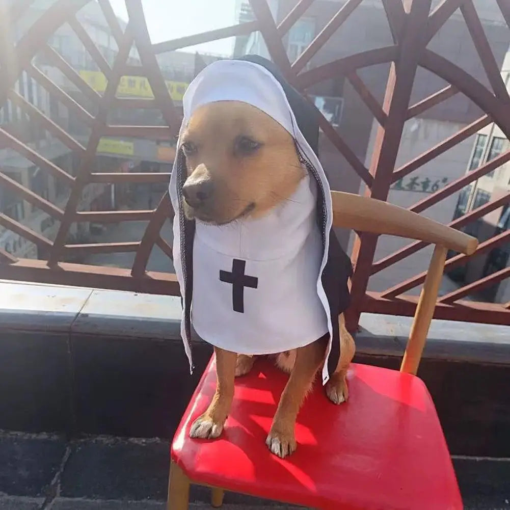 Pet Cat Halloween Costumes Nun Cloak For Small Pet Cosplay Dress Kawaii Pet Clothes Cat Kitten Puppy Funny Accessoties Gift F2A4