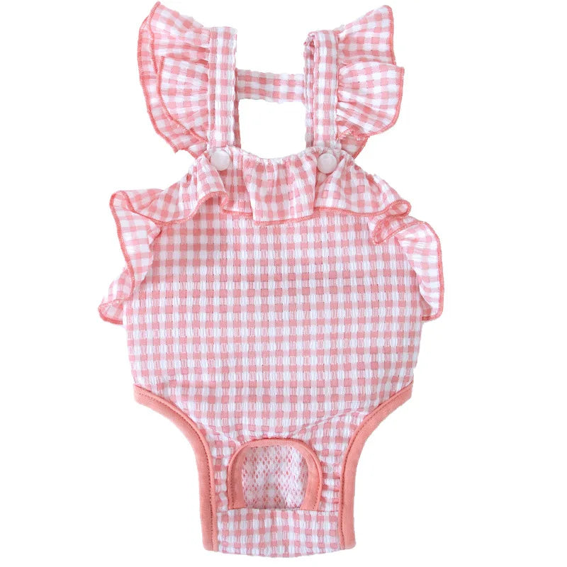 Washable Female Dog Diapers Suspenders Plaid Pet Physiological Pants Dog Shorts for Small Dogs Pet Products Cute Dog Underwear