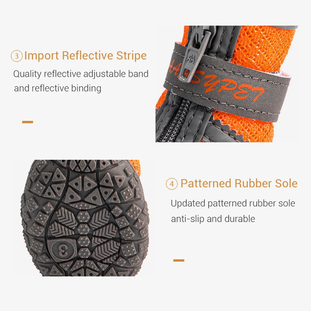 4pcs Waterproof Dog Shoes Anti-slip Rain Boots Footwear Protector Breathable Reflective Booties for Small Dogs Pet Puppy Socks