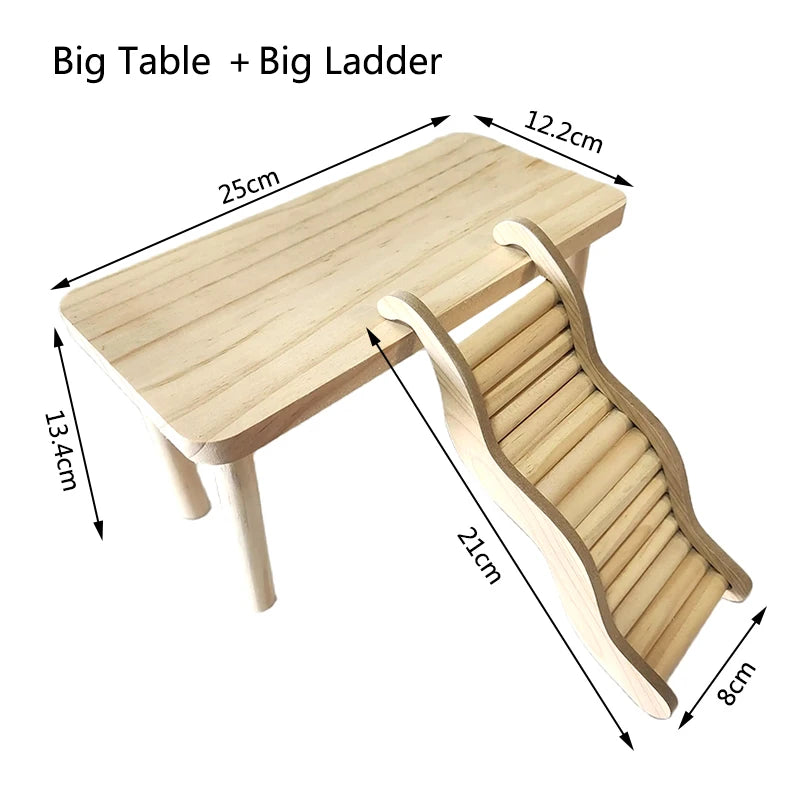 Smooth Hamster Hideaway Wooden Hamster House with Climbing Ladder Small Pet Castle Arch Bridge for Dwarf Mice Gerbils Small Pets