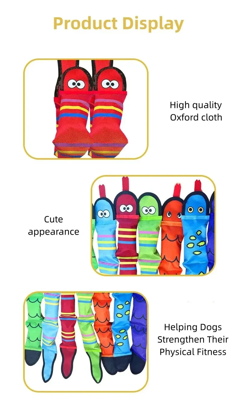 Squeaky Dog Toys Oxford Cloth Chew Cleaning Teeth Toy Puppy Training Interactive Supplies Pet Snake Shape Bite Resistant Toys