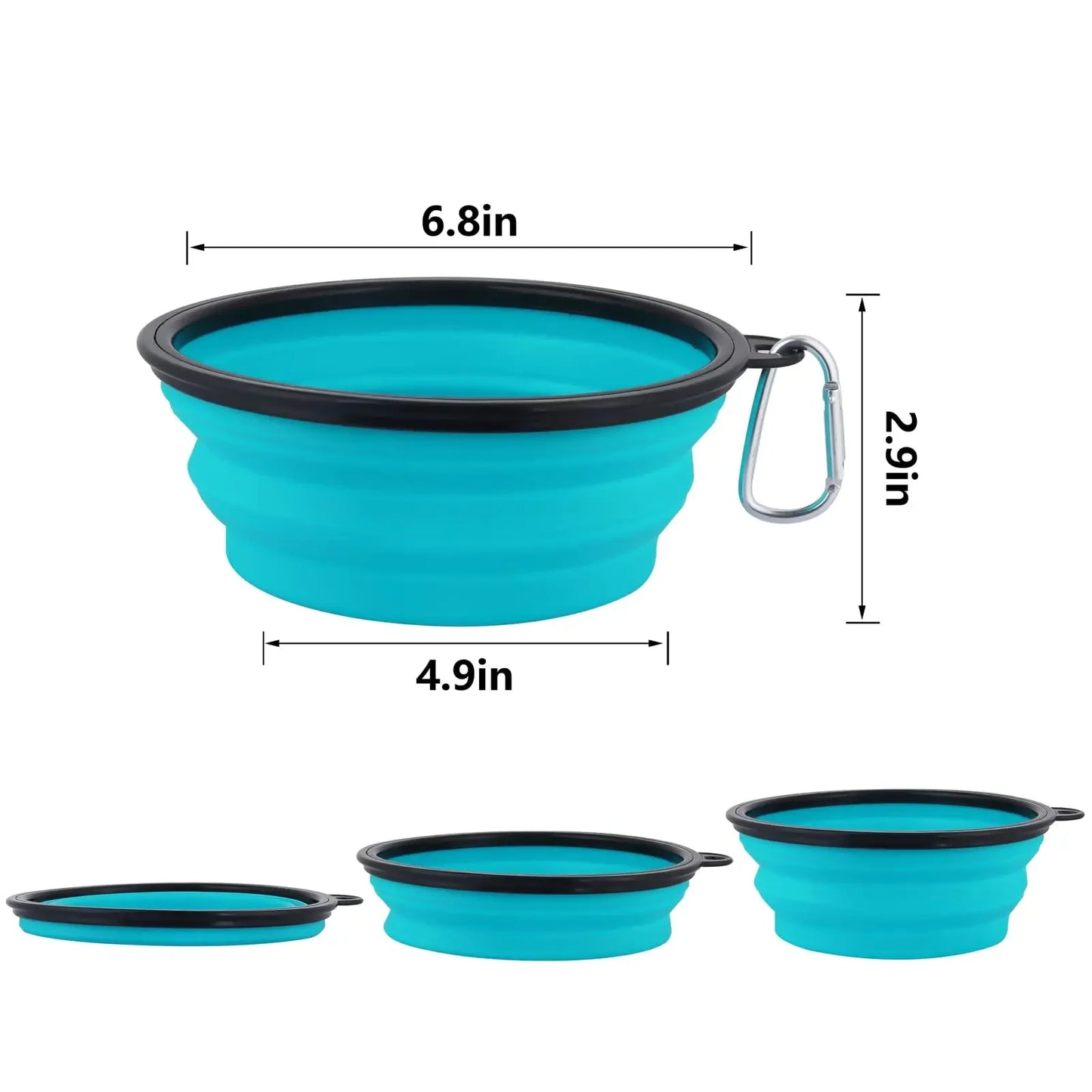 Foldable Silicone Dog Food Water Basin with Bowl Lips for Pets Outdoor Travel,Portable with Hooks for Pet Supplies, Feeding Bowl