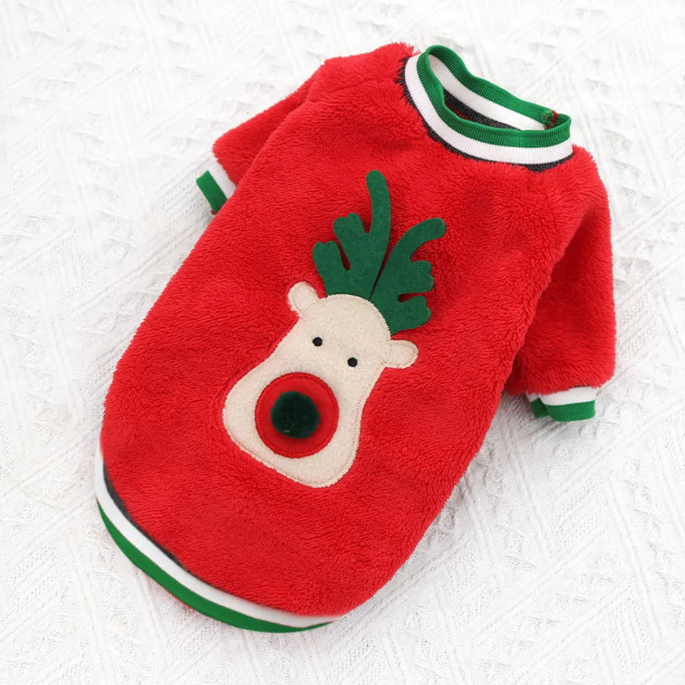 Christmas Dog Clothes Hoodie Pet Dog Sweater Flannel Antlers Scarf Winter Warm Small Dog Outfit Cat Hooded Clothing Costume Coat