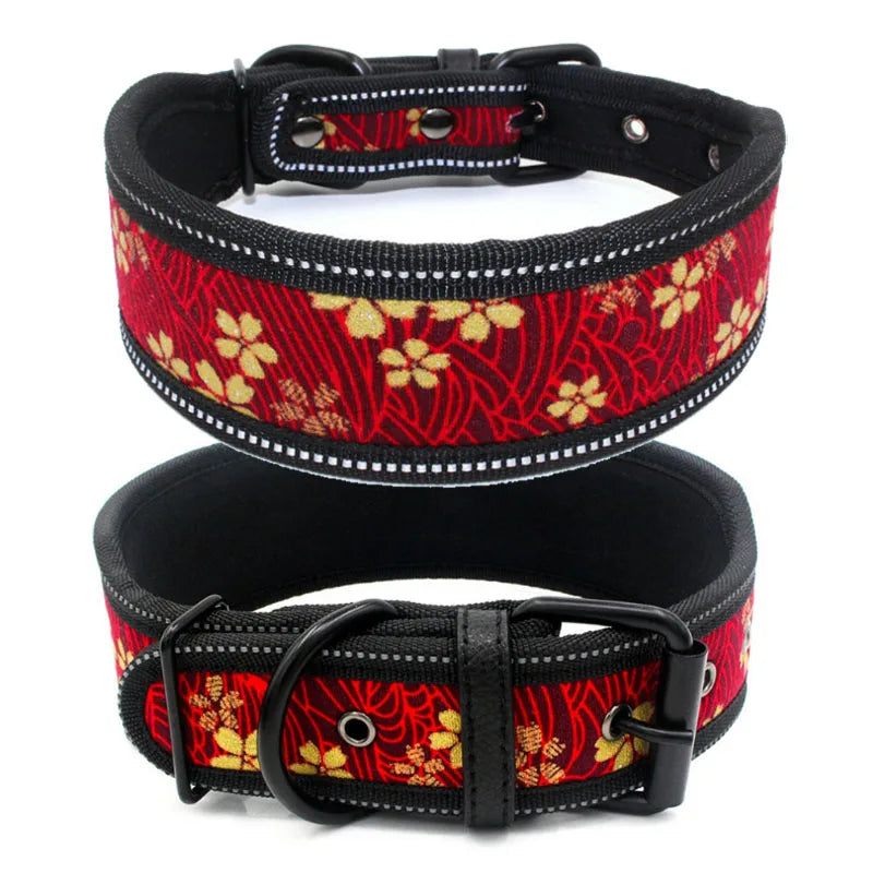 Reflective Puppy Big Dog Collar with Buckle Soft Padded Wide Adjustable Pet Collar for Medium Large Dogs Pitbull Leash Dog Chain
