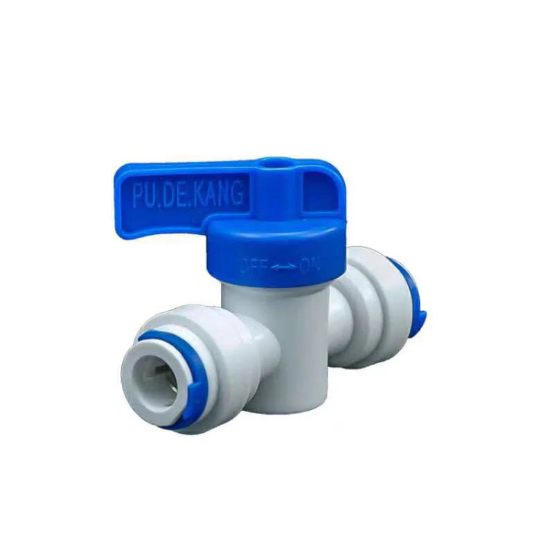1Pcs Aquarium Fitting RO Water Straight Plastic Ball Valve with Quick Connect 1/4' 3/8' OD Hose Male Reverse Osmosis Connector