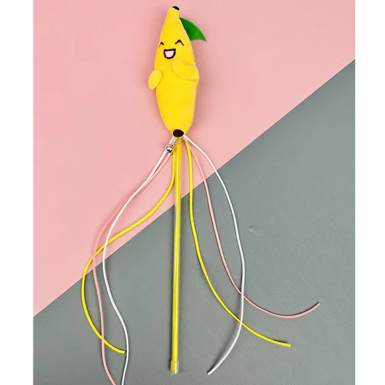 Cat Toy Cat Teaser Sticks Plastic Fruit Doll Cat Teaser Stick With Cat Mint Tassels Inside Self Hi Cat Toy