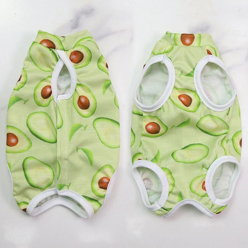 Cute Cartoon Print Overalls for Small Medium Dogs After Sterilization Dressing Surgery Pet Cat Outfit Soft Cotton Puppy T Shirts