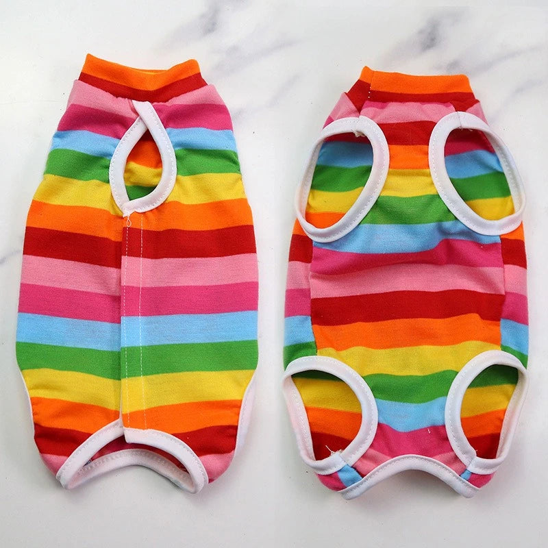 Cute Cartoon Print Overalls for Small Medium Dogs After Sterilization Dressing Surgery Pet Cat Outfit Soft Cotton Puppy T Shirts