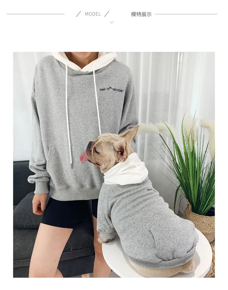 The New Pet Clothes Dog Clothes Parent-child Wear Spring and Autumn Korean Version Pure Cotton Hoodie Four Colors Seven Sizes