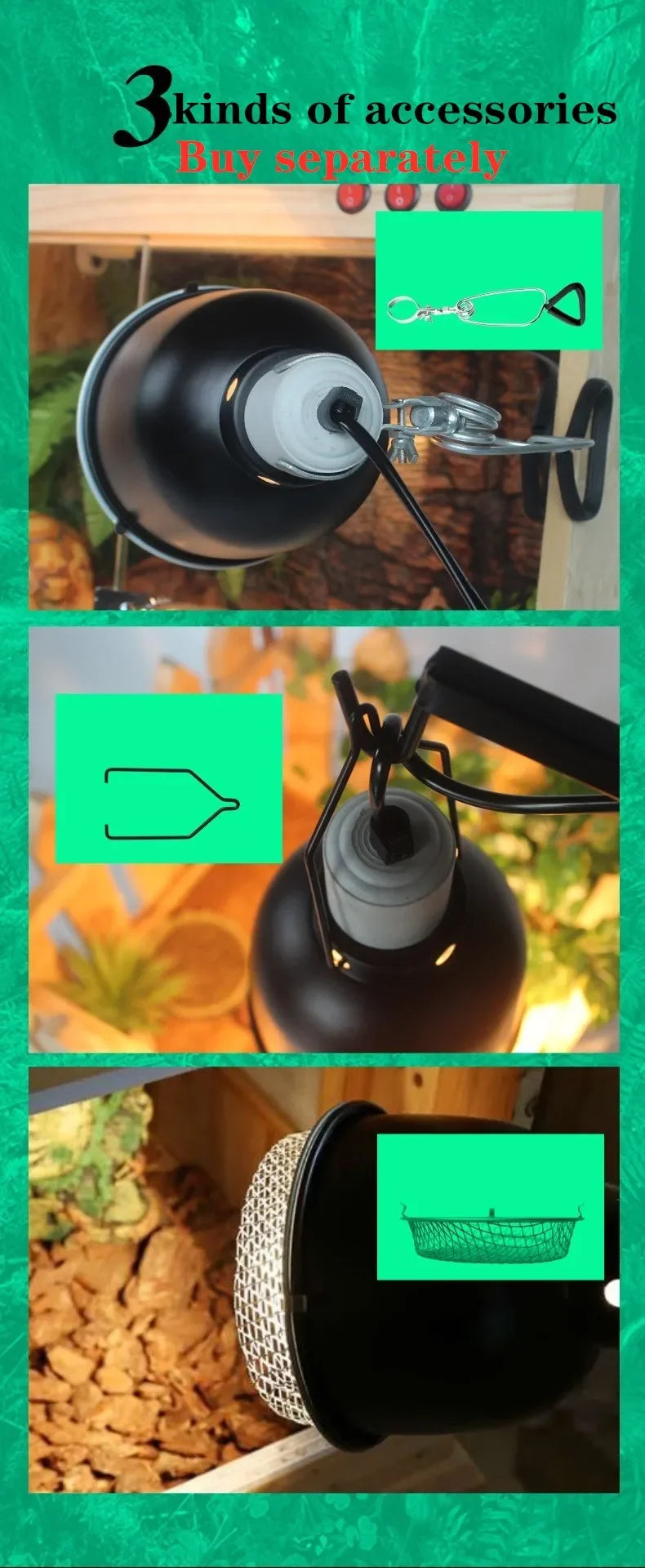 5.5 Inch Reptile Deep Dome Lampshade Snakes Lizards Geckos Terrariums Light Fixture Reptile Lamp Cap Optical Reflection Cover
