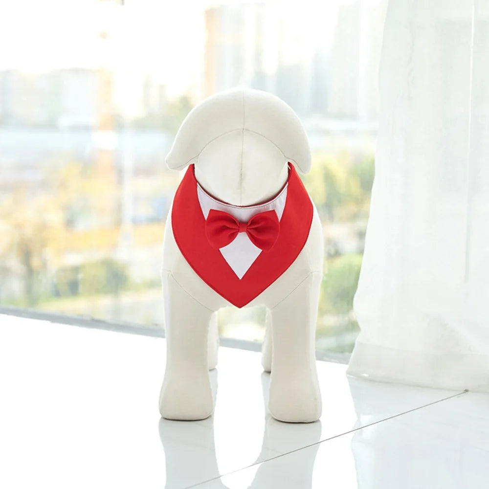 Pet Bow Tie Dog Collar Tuxedo Bandana Adjustable Formal Puppy Triangular Neck Wear for Wedding Birthday Dress-up Cosplay Party