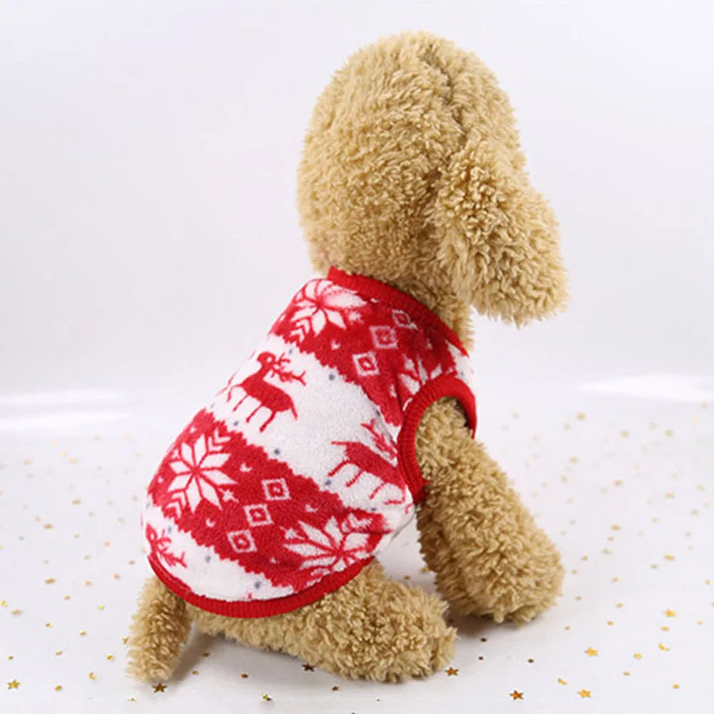 Christmas Dog Clothes Hoodie Pet Dog Sweater Flannel Antlers Scarf Winter Warm Small Dog Outfit Cat Hooded Clothing Costume Coat