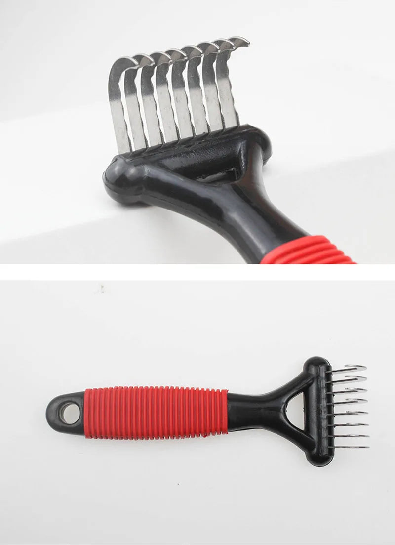 Dog Comb Pet Grooming Tools Dog Rake Comb Trimmer Stainless Steel Cat Dog Comb for Dematting Removing Dead Matted & Knotted Hair