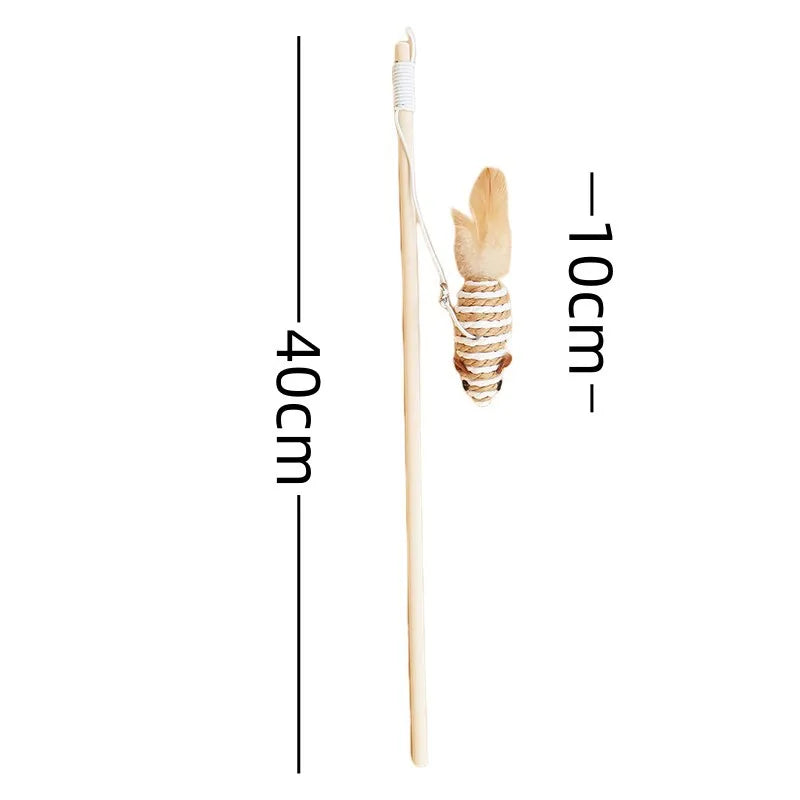 Cat Toy Cat Teaser Sticks Wooden Pole Tease Cat Stick Mouse Bell Tease Cat Stick Cat Self Hi Interactive Cat Toy