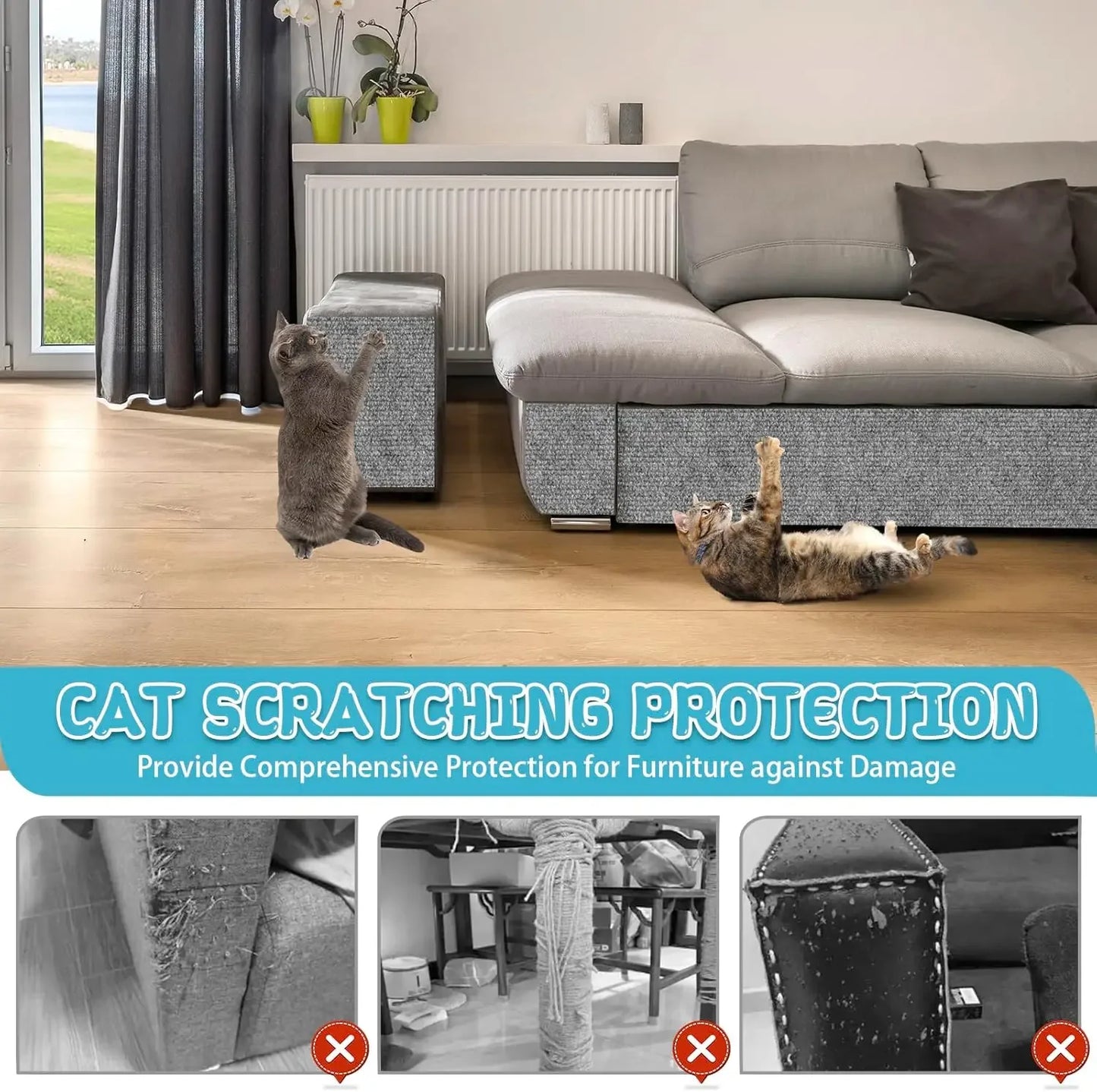 Trimmable Anti Cat Scratch Mat Self-Adhesive Carpet Mat Pad Cat Pet Scratcher Furniture Couch Corner Indoor Sofa Wall Protector