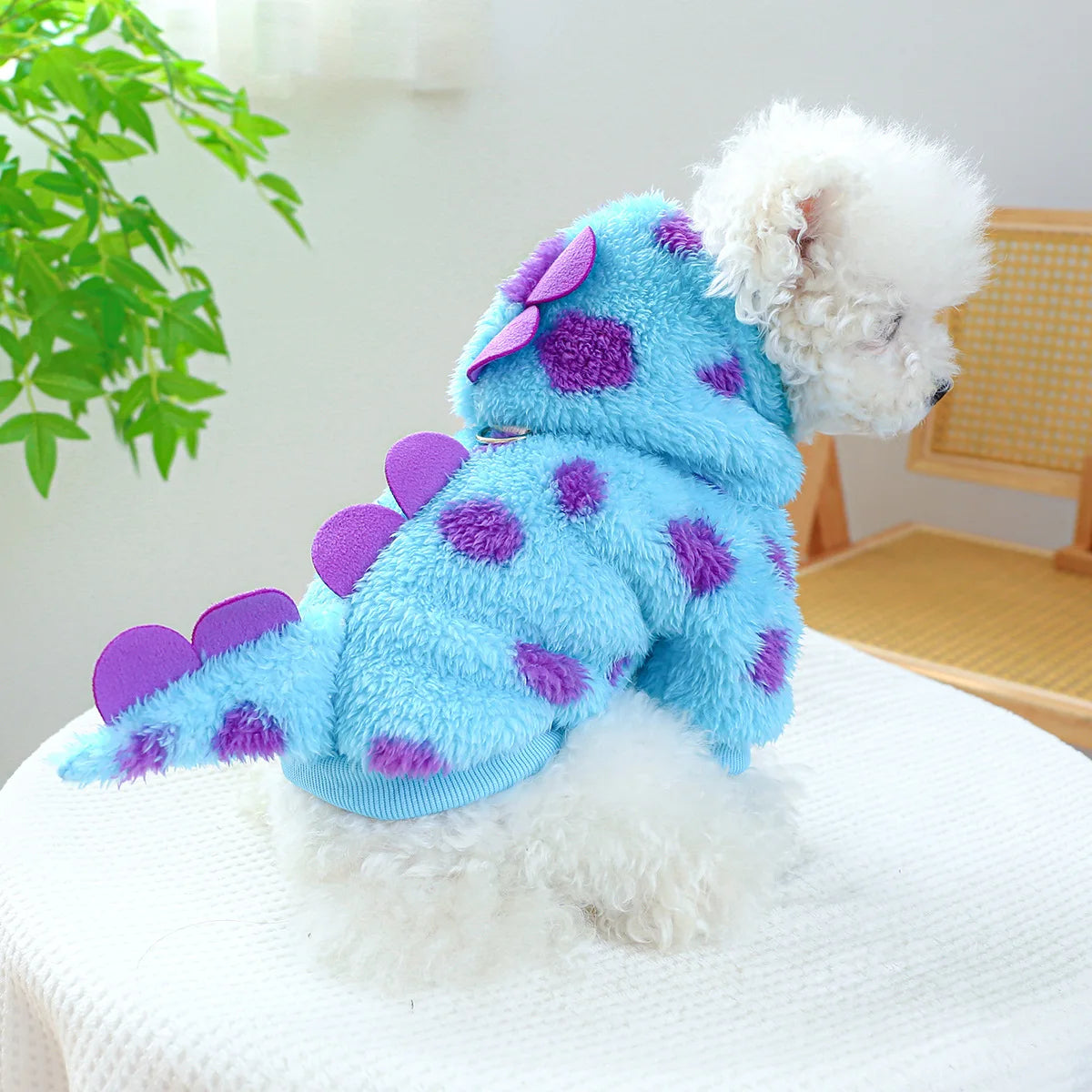 Pet circle, dogs, cats, clothes with plush insulation, comfortable short style, flower dinosaur