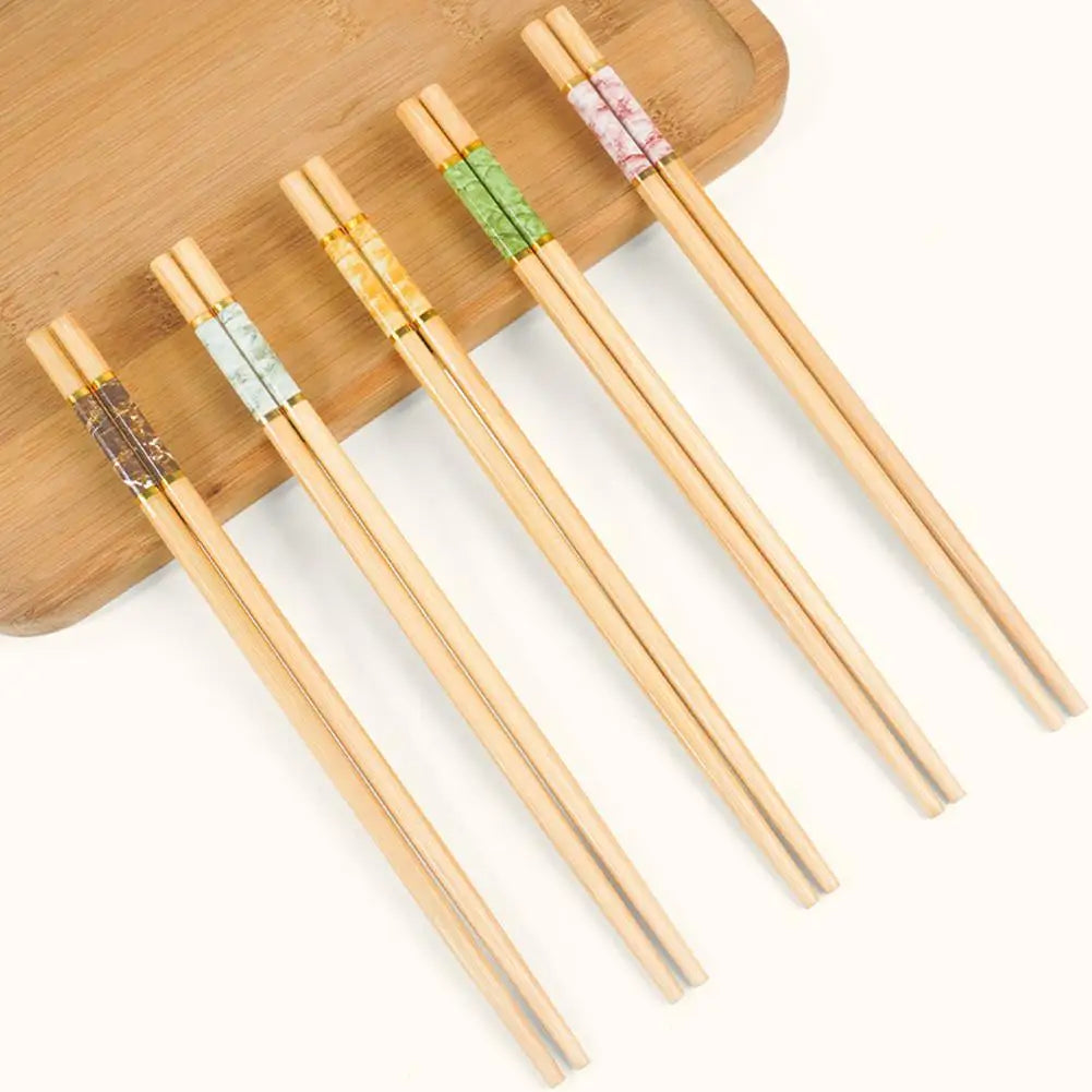 Green And Healthy Natural Bamboo Chopsticks 5 Pairs New Home Use Mildew-proof And High Temperature Resistant Environmentally