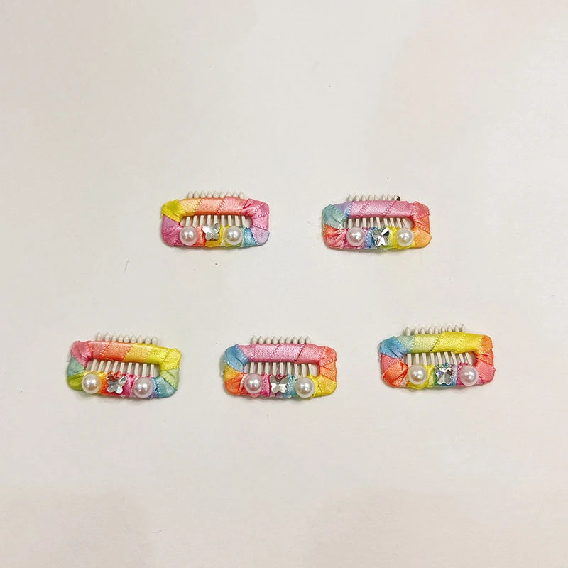 European Fashion Hair Accessories For Cats Rainbow Color Pearl York Dog Hairpins Long Hair Animal Comb Fancy Girl Pet Supplies