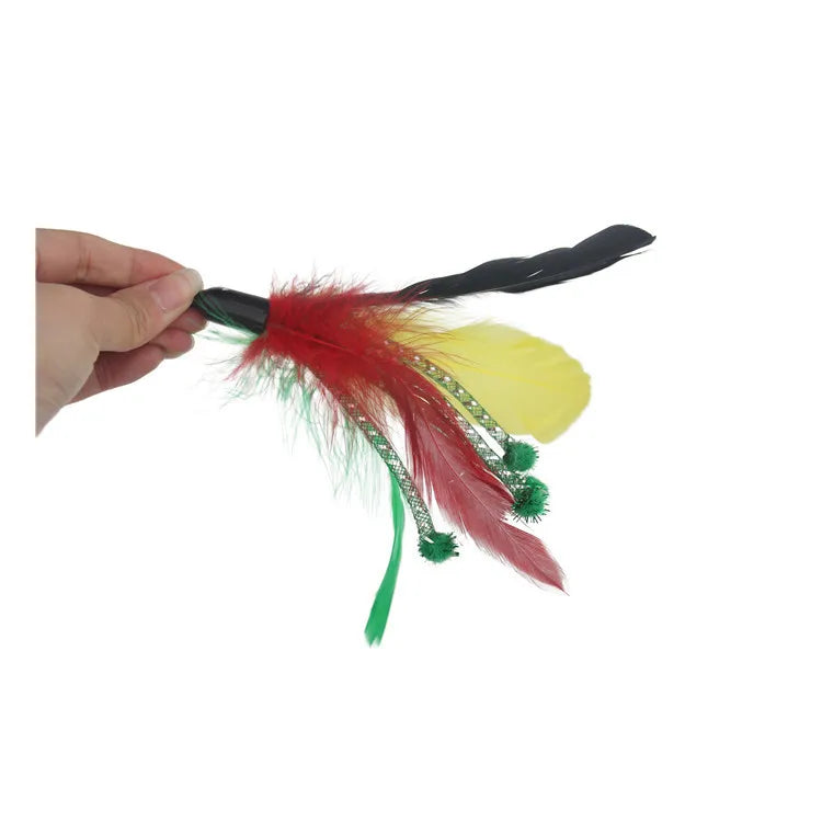 Cat Toy Cat Teaser Sticks Playing Cat Stick Replacement Feather Net Tube Bell Cat Interactive Toy Cat Supplies